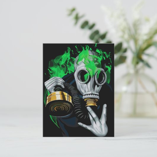Giftgasmaske: Neonflames Postkarte (Stehend Vorderseite)