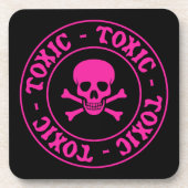 Giftig rosa Schädel und Kreuzknochen Getränkeuntersetzer (Vorderseite)