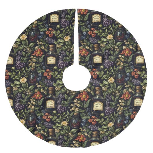 Giftige Blütenblätter Polyester Weihnachtsbaumdecke (Vorderseite)