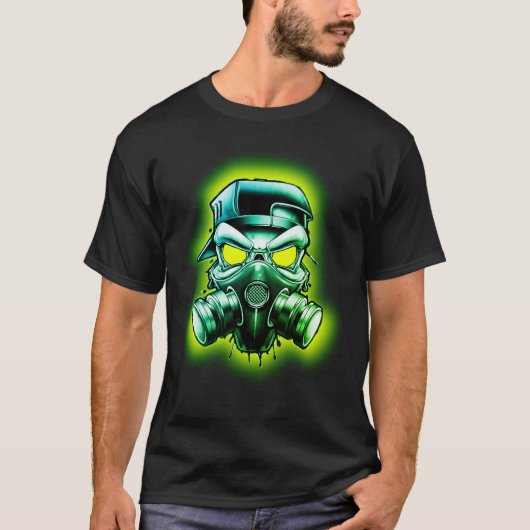 Giftige/radioaktive Schädelgasmaske T-Shirt (Vorderseite)