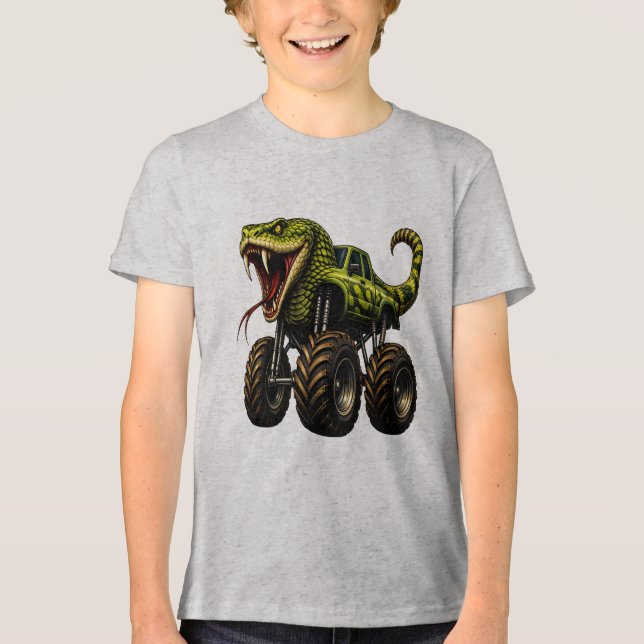 Giftiger Viper-Monstertruck Tri-Blend Shirt (Vorderseite)