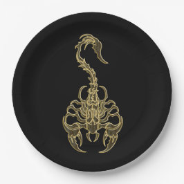 Giftiges Insekt des Goldgiftiges Skorpions sehr Pappteller