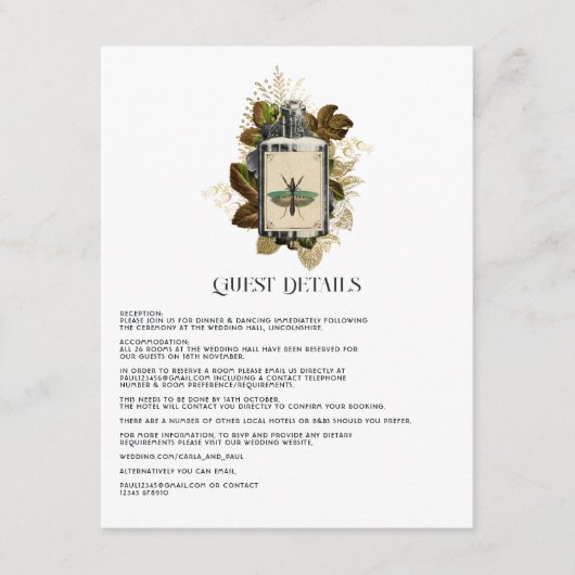 Giftlotion Halloween Gothic Gastdetails Begleitkarte (Vorderseite)