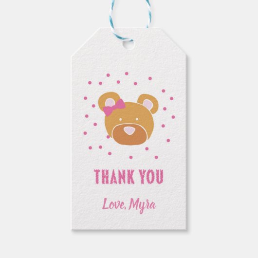 Giftmarke für rosa Bären Geschenkanhänger (Vorderseite)