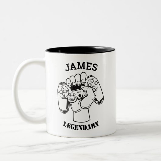 Giftname Personalisiert Funny Gaming Geek Geburtst Zweifarbige Tasse (Links)
