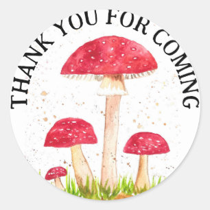 Giftpilz Pilzwald Aquarell Rot Natur Runder Aufkleber