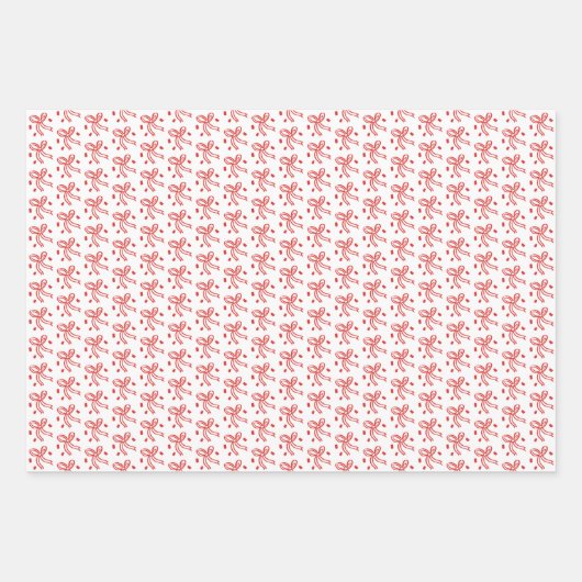 Gifts Bows Candycanes Doodle CHRISTMAS Holiday Red Geschenkpapier Set (Vorderseite)