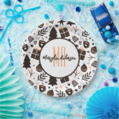 GIFTS CHRISTMAS BÄUME & ORNAMENTS PATTERN MONOGRAM PAPPTELLER (Party)