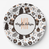 GIFTS CHRISTMAS BÄUME & ORNAMENTS PATTERN MONOGRAM PAPPTELLER (Vorderseite)