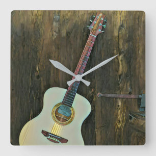 Gifts for a musician guitarist quadratische wanduhr