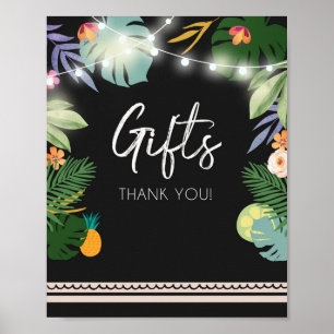 Gifts Table Luau Tropical Birthday Shower Sign Poster