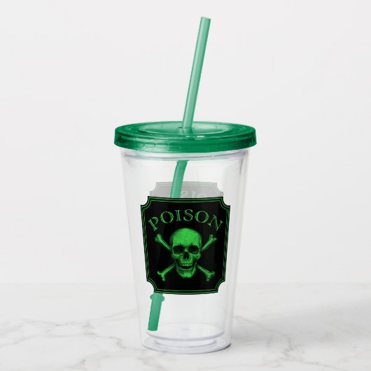 Giftschädel und Crossbones, Halloween-Design Print Acryltrinkbecher (Rückseite)