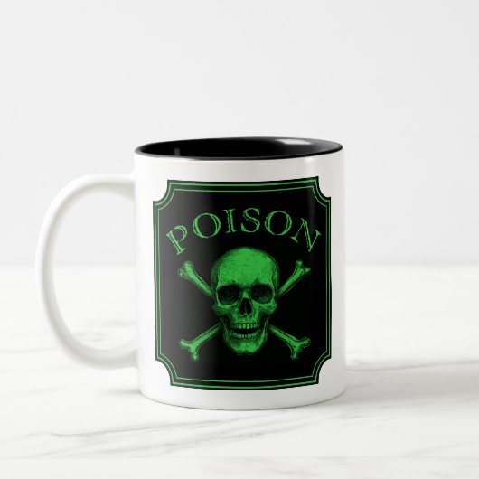 Giftschädel und Crossbones, Halloween-Design Print Zweifarbige Tasse (Links)
