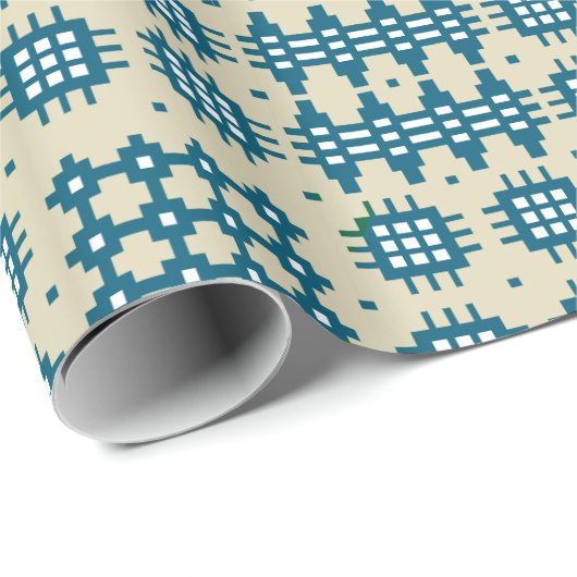 Giftwrap: Waliser-Tapisserie-Muster, Marine, Taupe Geschenkpapier (Rolleneckpunkt)