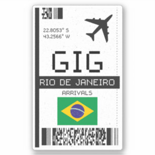 GIG Rio De Janeiro Boarding Pass - Brasilien Reise Aufkleber