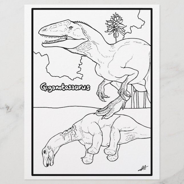 Giganotosaurus und Prey - Farbseite. (Vorderseite)