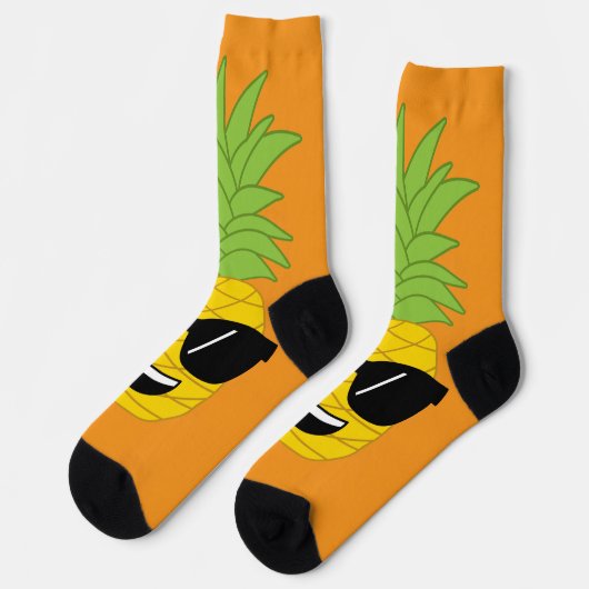 Gigant Ananas Funny Orange Hawaiian Luau Socken (Linkes Detail)
