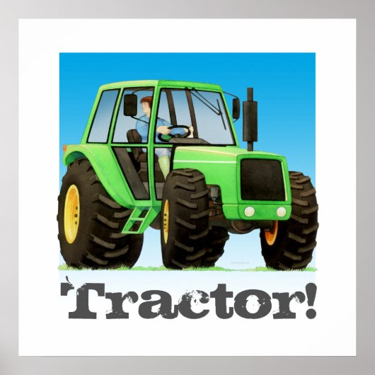 Gigant Custom Kids Green Farm Traktor Poster (Vorne)