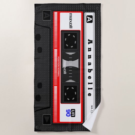Gigant Old School Cassette personalize Beach Handt Strandtuch (Vorderseite)