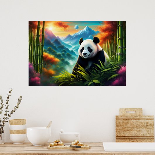 Gigant Panda im Bambuswald auf dem Berg Poster (Küche)