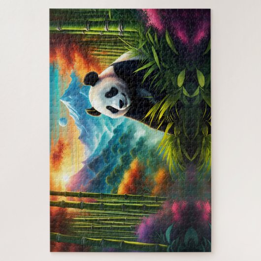 Gigant Panda im Bambuswald auf dem Berg Puzzle (Vertikal)