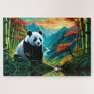 Gigant Panda im Bambuswald auf dem Berg Puzzle