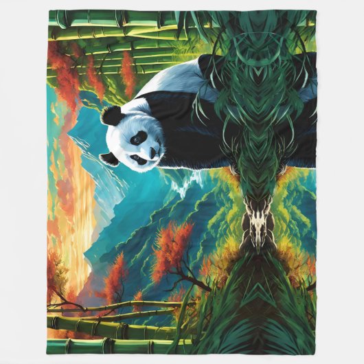 Gigant Panda im farbenfrohen Bambuswald Fleecedecke (Vorderseite)