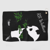 Gigant Panda Monogram oder Name Black Golfhandtuch (Horizontal)
