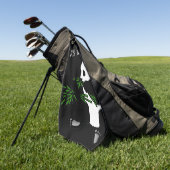 Gigant Panda Monogram oder Name Black Golfhandtuch (Gras)