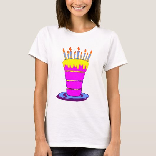 Gigant Pink Birthday Cake T-Shirt (Vorderseite)