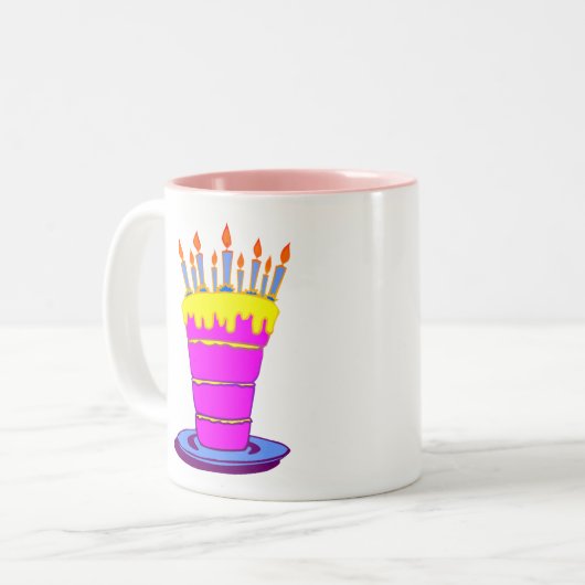 Gigant Pink Birthday Cake Zweifarbige Tasse (Vorderseite Links)