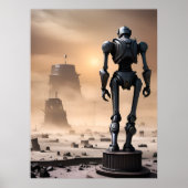 Gigant-Roboterstatue in Abgeschiedenen Wasteland A Poster (Vorne)