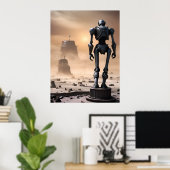Gigant-Roboterstatue in Abgeschiedenen Wasteland A Poster (Heimbüro)
