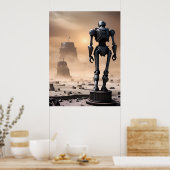 Gigant-Roboterstatue in Abgeschiedenen Wasteland A Poster (Küche)
