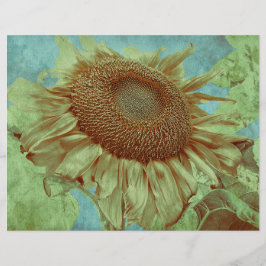 Gigant Sonnenblume Aquamarin Gelb Grün Vintag