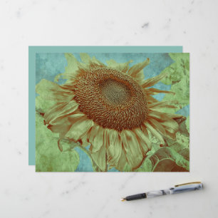 Gigant Sonnenblume Aquamarin Gelb Grün Vintag