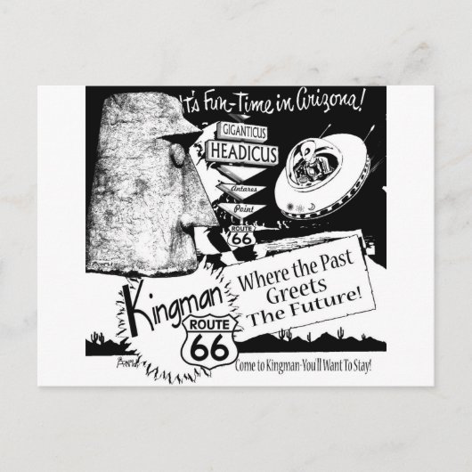 Giganticus Headicus Route 66 Alien UFO Postkarte (Vorderseite)