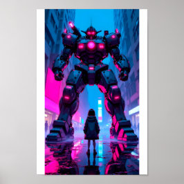 Gigantische Anime-Mech-Cyberpunk-Begegnung Poster