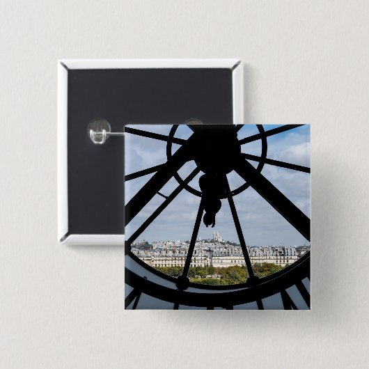 Gigantische Glasuhr im Musée d'Orsay - Paris Button (Vorne & Hinten)