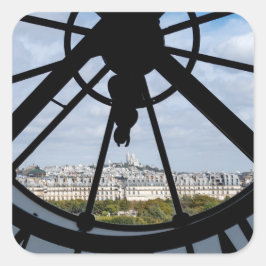 Gigantische Glasuhr im Musée d'Orsay - Paris Quadratischer Aufkleber