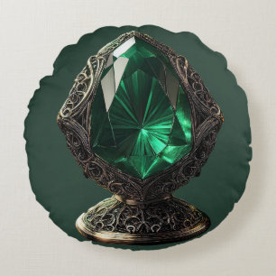 Gigantischer Smaragd in Sterling Silver Pedestal Rundes Kissen