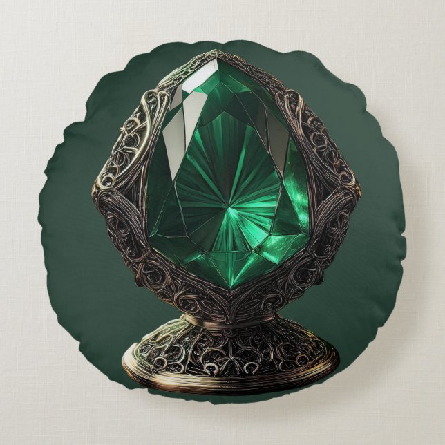 Gigantischer Smaragd in Sterling Silver Pedestal Rundes Kissen (Vorderseite)