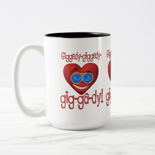 Giggedy Funny Valentine Zweifarbige Tasse (Links)