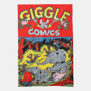 Giggle Animal Elephant Vintage Comicen Geschirrtuch