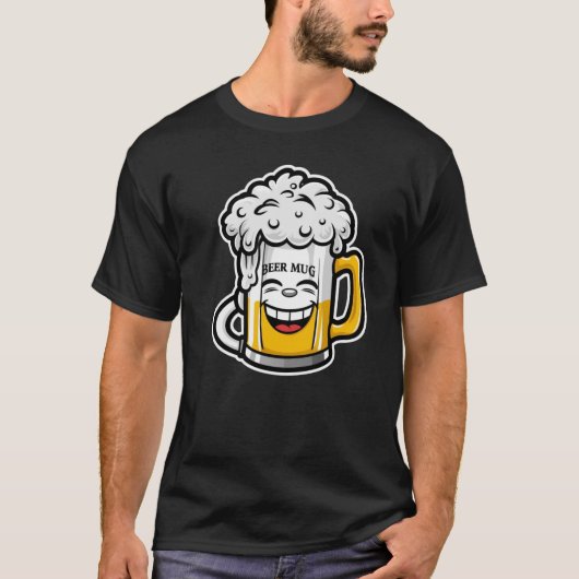 Giggle Brew – Kawaii Beer Mug Mascot T-Shirt (Vorderseite)