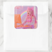 Giggle Code Energy Quadratischer Aufkleber (Tasche)