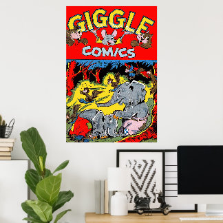 Giggle-Elefant Tier Vintage-Comics Poster