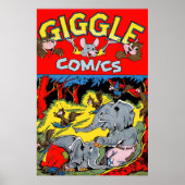 Giggle-Elefant Tier Vintage-Comics Poster (Vorne)