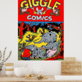 Giggle Elephant Animal Vintag Comic Poster (Küche)