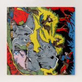 Giggle Elephant Animal Vintag Comic Puzzle (Horizontal)